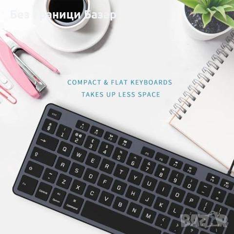 Нова Тънка USB клавиатура за iMac MacBook Pro Air UK QWERTY лаптоп, снимка 2 - Клавиатури и мишки - 53888975