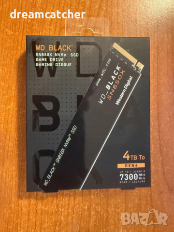 Диск SSD 4TB, Western Digital Black SN850X, NVMe, M.2 (2280), счетене 7300MB/s, запис 6600MB/s