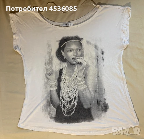 Бершка-Дамска блуза къс ръкав бяла размер М