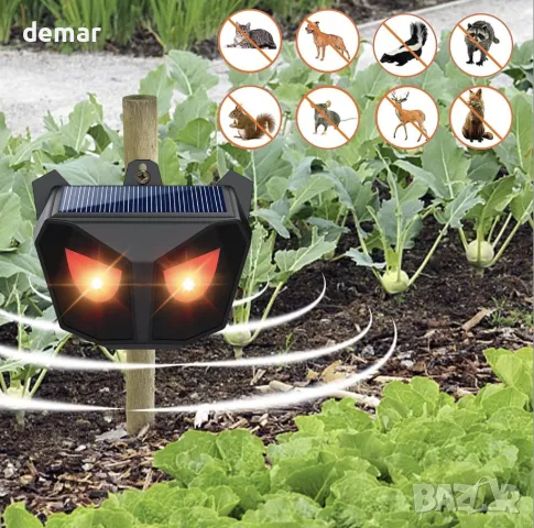 Соларен репелент за животни: детекция на движение, отблъсква животните, 2 броя, снимка 3 - Други стоки за дома - 49790825
