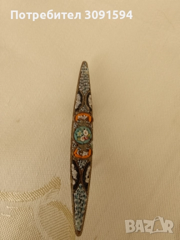 Автентична старинна брошка, която е ръчно изработена от цветно Венецианско стъкло - Венецианска моза, снимка 15 - Антикварни и старинни предмети - 51769548