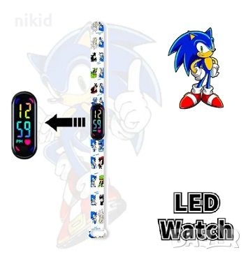 Led Соник Sonic детски часовник електронен тип гривна, снимка 3 - Детски - 45635559
