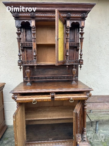 Масивен антикварен шкаф-кабинет с изключително богата ръчна резба, снимка 9 - Бюфети - 53959131