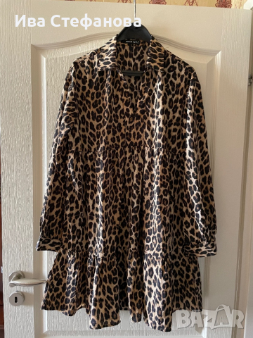 Нова разкошна ежедневна елегантна леопардова тигрова рокля волани , снимка 2 - Рокли - 45072416