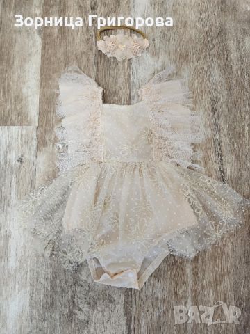 Лот от рокли за бебе момиче подходяща фотосесия с лента за коса. , снимка 3 - Бебешки рокли - 45681374
