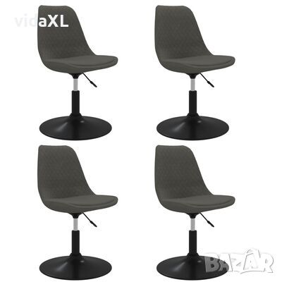 vidaXL Въртящи трапезни столове, 4 бр, тъмносиви, кадифе（SKU:338373, снимка 1