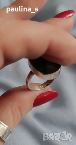 Два броя / Винтидж / Сребърен пръстен проба 925 с гравиран Лабрадорит и Празеолит , снимка 8 - Пръстени - 51996675