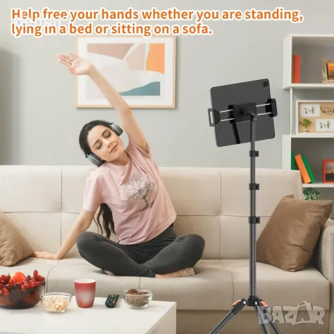 XXZU Стойка за таблет, статив, 182 см с 360° сферична глава, устройства 5.12-11.05”, снимка 2 - Селфи стикове, аксесоари - 50421262