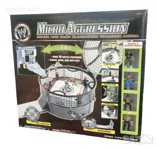 WWE Micro Aggression Crash and Bash Elimination Chamber Arena Collectable Set сет от играчки 2008, снимка 3 - Колекции - 46163086