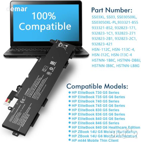 SS03XL HSTNN-LB8G батерия за HP EliteBook HSN-I17C-4 HSN-I16C HSN-I12C HSTNN-DB8J HSN-I13C-4, снимка 4 - Батерии за лаптопи - 45902212
