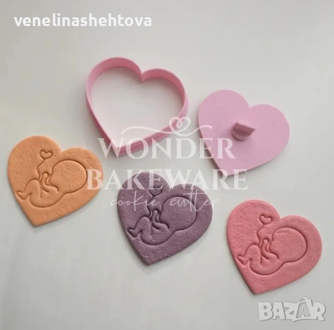 Бебе в сърце резец с щампа изрязване на тесто за бисквитки фондан декорация торта смола гипс