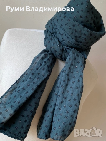 Тъмнозелен шал на Beck Sondergaard от 100 % памук, снимка 6 - Шалове - 54037314