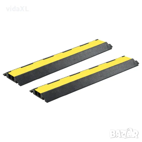 vidaXL Защитни рампи за кабели, 2 бр, 2 канала, гума, 101,5 см (SKU:3057526), снимка 1 - Друго търговско оборудване - 48340902