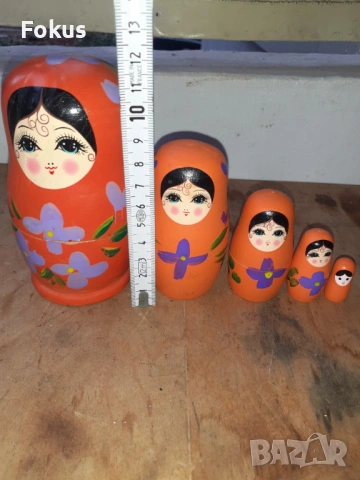 Матрьошка стара руска дарвена кукла 5 в 1, снимка 5 - Антикварни и старинни предмети - 54030827