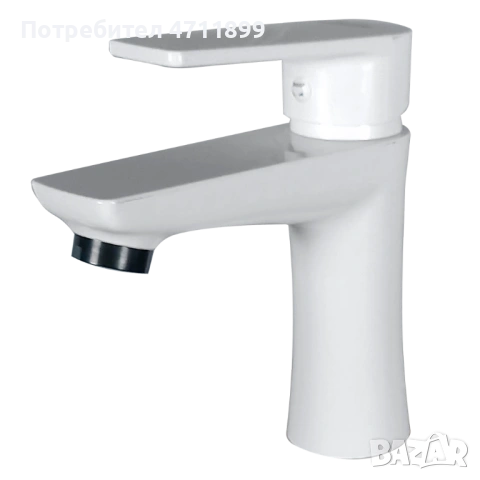 Пластмасов кран за умивалник Fokus бяло, капка, дърво.