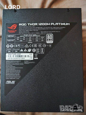 Захранване 1200W Asus Rog Thor Platinum , снимка 7 - Захранвания и кутии - 53784791