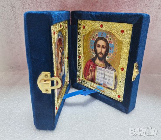 Икони, Диптих, Богородица Казанская и Христос Спасител, снимка 2 - Икони - 45765177