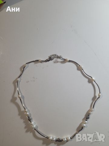 Сребърно колие с естествени перли, снимка 3 - Колиета, медальони, синджири - 45545328