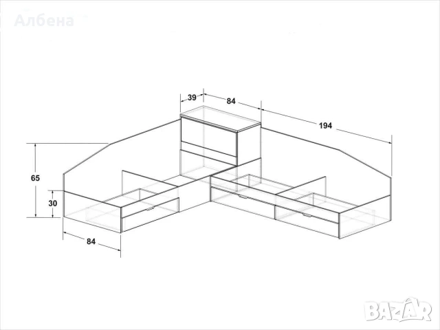 Ъглови легла с чекмеджета 82/190 см – практично решение за малки пространства, снимка 3 - Спални и легла - 53869530