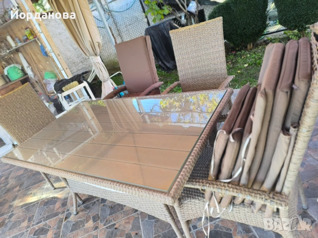 Градинска маса и столове имитация ратан, снимка 3 - Градински мебели, декорация  - 53829614
