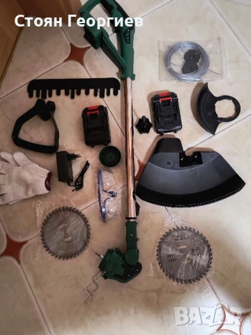 Чисто нов безжичен тример за трева с 2 батерии и зарядно , снимка 1