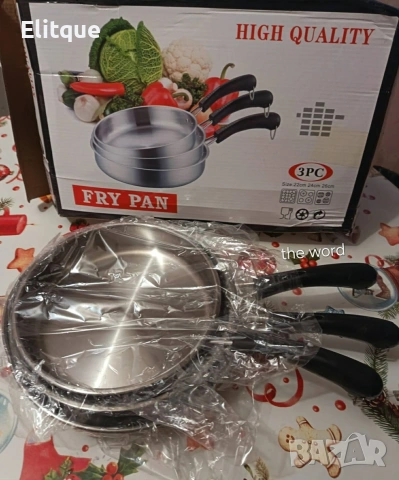 Супер здрави и качествени 3 броя тигани с дръжка 22/24/26 см., снимка 3 - Съдове за готвене - 53375994