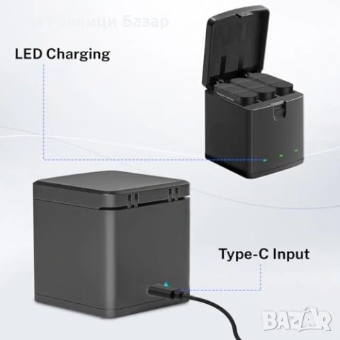 Нови GoPro Hero 13 батерии 2 броя 2800mAh + 3-канално зарядно станция, снимка 6 - Батерии, зарядни - 53685944