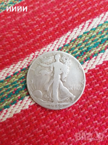 Сребърна монета халф долар 1940