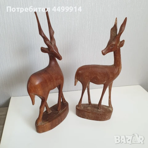 Стари дървени фигури на елени, снимка 6 - Колекции - 51237918