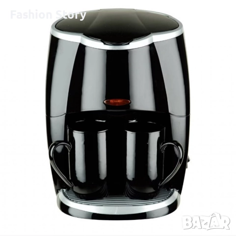 Кафеварка Rosberg Voltz 450W с две чаши, Черна, 2 ГОДИНИ ГАРАНЦИЯ