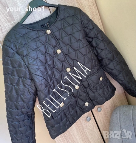 Олекотено дамско яке в черно 