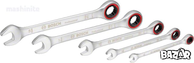 Комплект звездогаечни ключове с тресчотка 5 части Pro Bosch, снимка 1 - Ключове - 46317690