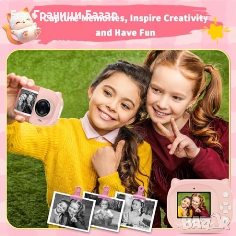 Нова Детска камера с моментно принтиране 1080P + 32GB карта памет, снимка 4 - Други - 51777741