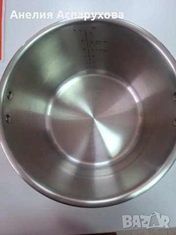 Вътрешен съд от неръждаема стомана с дръжки и плоско дъно 5.7 литра, снимка 5 - Мултикукъри - 51916932