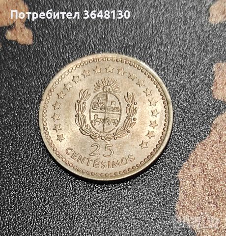 Монета Уругвай 25 сентесимо, 1960, снимка 3 - Нумизматика и бонистика - 45158942