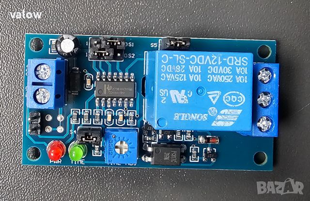 Модул реле за време таймер закъснение 0.1 сек до 60 мин 12V, снимка 2 - Друга електроника - 46030548