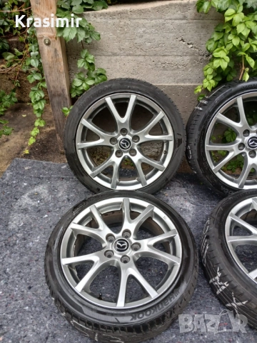 Алуминиеви джанти Mazda 17” 5x114.3 ET55 с гуми Hankook Ventus V12 Evo, снимка 2 - Гуми и джанти - 52014550