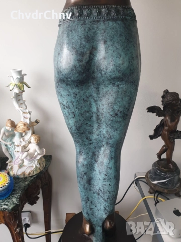 150см-37кг Chiparus статуя/голяма френска бронзова скулптура/Арт Деко фигура на египетска танцьорка, снимка 10 - Статуетки - 52134630