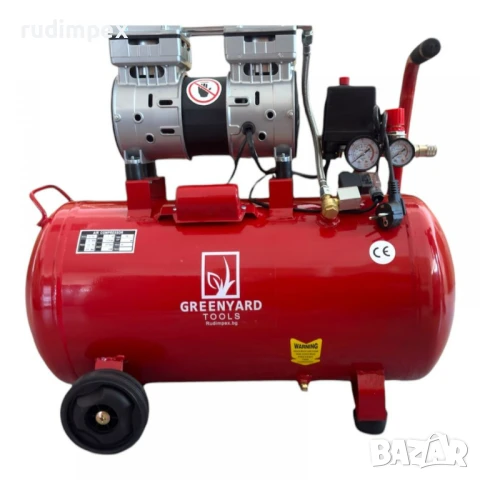 Въздушен Безмаслен компресор за въздух Greenyard 24л / 550W / 0.55HP - JN550 - обезшумен, снимка 2 - Компресори - 46881289
