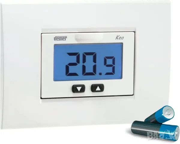 Vemer VE267100 KEO-B LCD вграден термостат с дисплей и захранване от батерията
