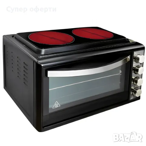 Готварска печка Rosberg Premium с 2 стъклокерамични котлона 800W и 1200W, 38л., снимка 2 - Печки, фурни - 49941981