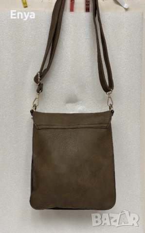 Дамска чанта за през рамо - кафява с метален обков, снимка 2 - Чанти - 54149383