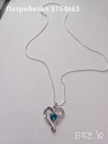 Сребърно колие с кристали , снимка 4 - Колиета, медальони, синджири - 50178822