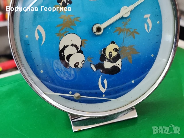 Стар китайски будилник с панди, снимка 2 - Антикварни и старинни предмети - 50615532