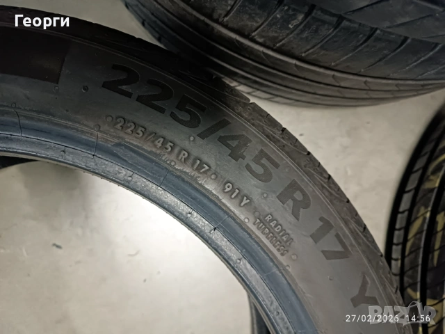 2бр. летни гуми 225/45/17 Continental, снимка 4 - Гуми и джанти - 53665583