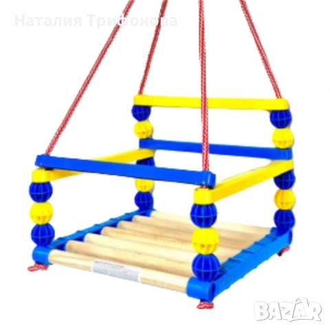 Дървена люлка – Класически модел с модерен цветен дизайн, снимка 5 - Детски люлки - 54182444