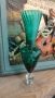 Малка кристална вазичка в изумрудено зелен цвят, извито оребрена., снимка 7