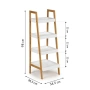Етажерка 4 рафта МДФ бял естествен бамбук, 98*36*34см, снимка 9