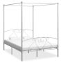 vidaXL Рамка за легло с балдахин, бяла, метал, 140x200 cм(SKU:284471, снимка 1 - Спални и легла - 45162007