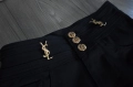 Жесток чер дамски панталон Yves Saint Laurent + златни брошки , снимка 2